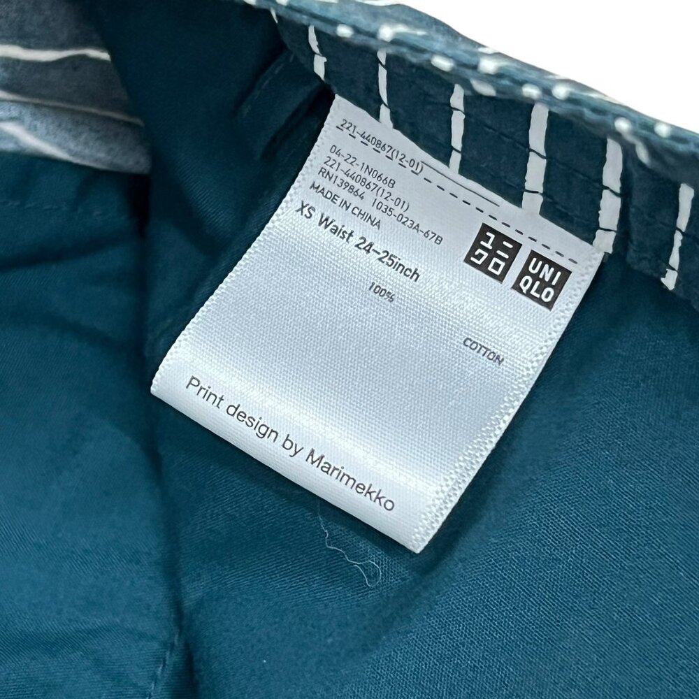 Women’s Uniqlo Green & White Striped Cotton Pants 2010s - Picture 3 of 8